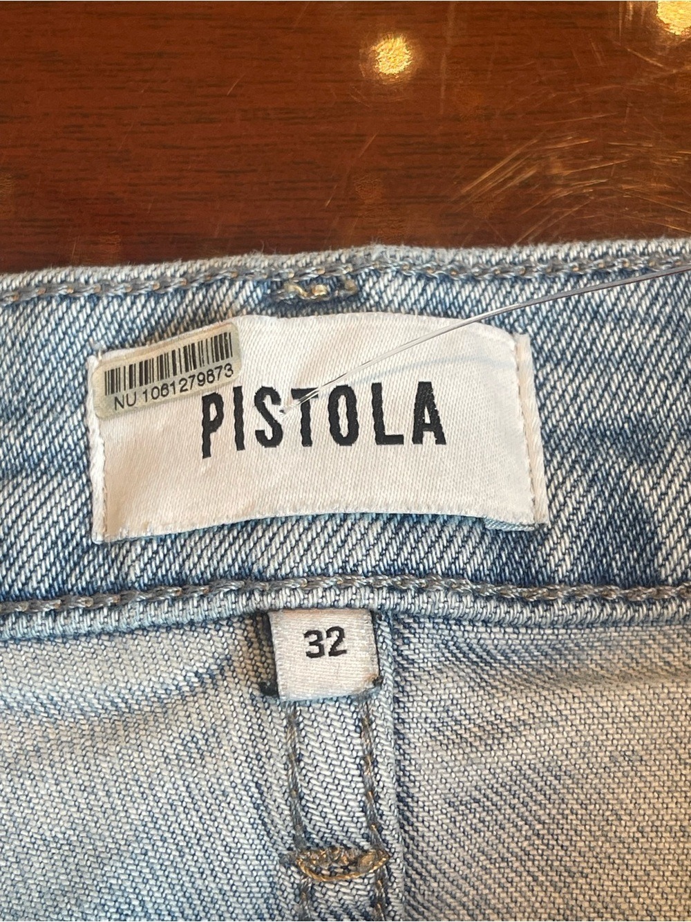 Pistola Lana High Rise Distressed Ultra-Wide-Leg Cuffed Jeans Light wash Sz 32 - Picture 7 of 16